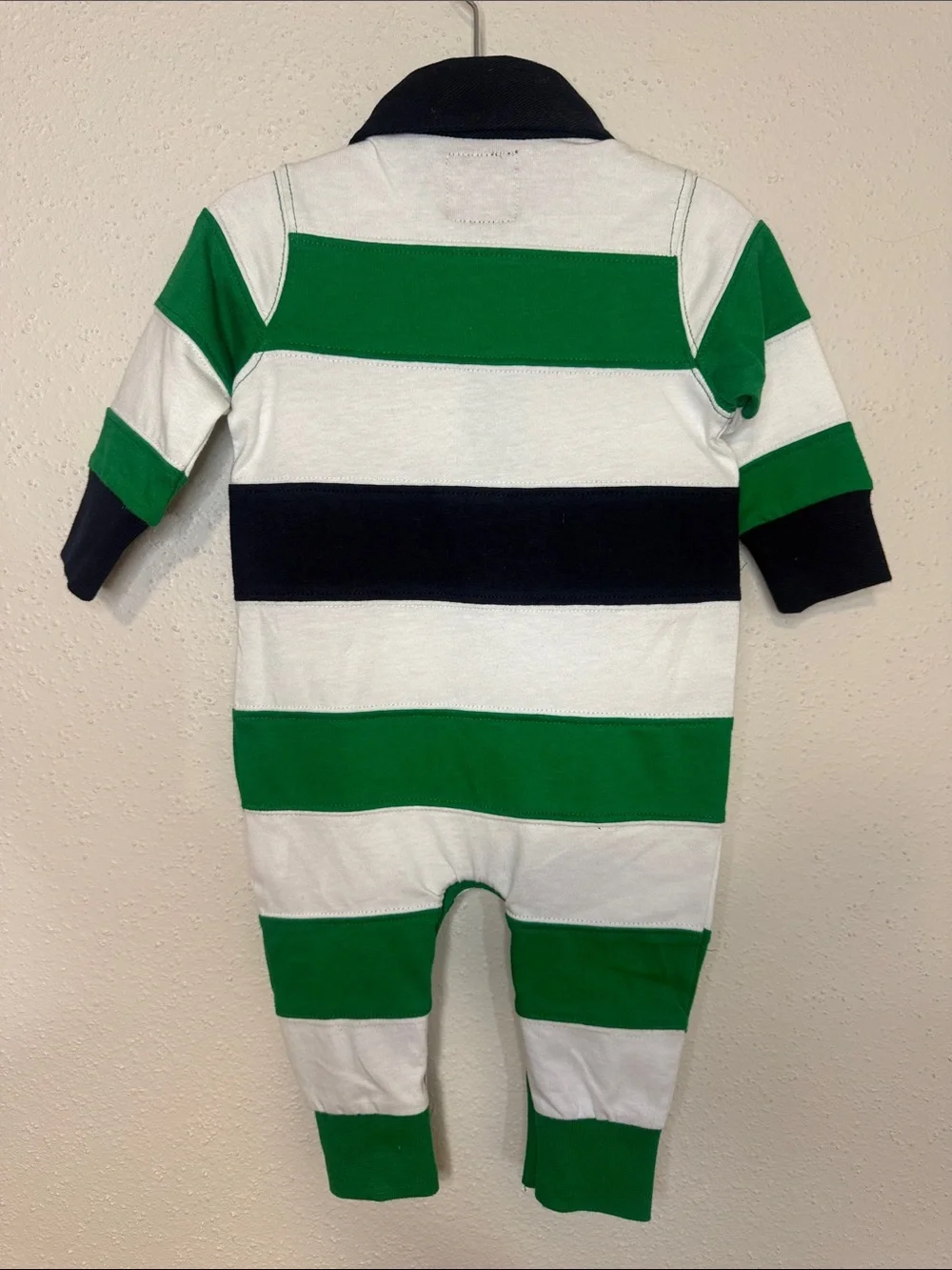 Lansdowne Notre Dame Heritage Green & White Striped Baby One-Piece Romper